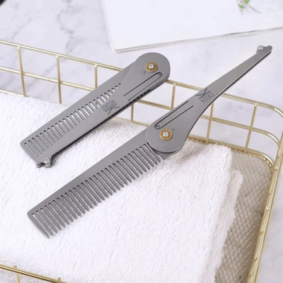 EDC Titanium Comb Folding for Beard Shaving Hair Style Pocket Carry Pocket Comb - Image 1 of 4