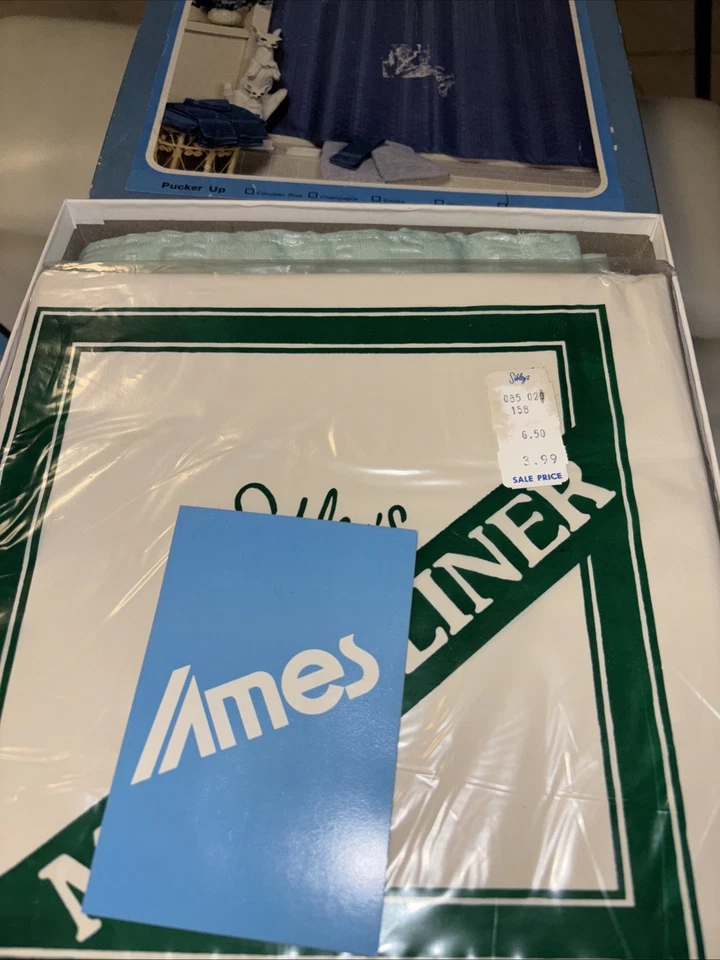 NOVO Na Caixa Original Vintage Ames Cortina de Chuveiro Moda de Banho Jade Pucker Up - Imagem 1 de 4