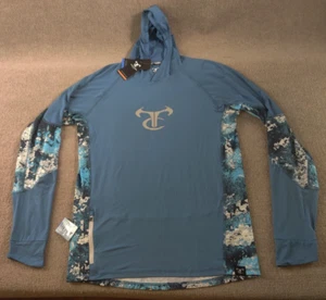 True Timber Camo Hoodie M Ragewater Hoodie Stellar/Rift Blue Performance Fish - Picture 1 of 10