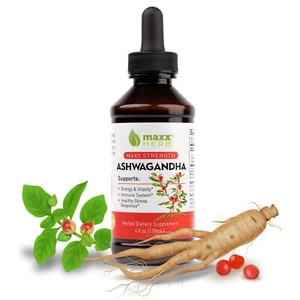 Maxx Herb Ashwagandha flüssige Tinktur für Energie, Vitalität & Immununterstützung, 4oz - Bild 1 von 6