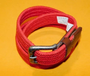 OLD NAVY RED COTTON/POLYESTER./RUBBER WITH LEATHER TABS NWT BELT SIZE L/G. - Picture 1 of 6