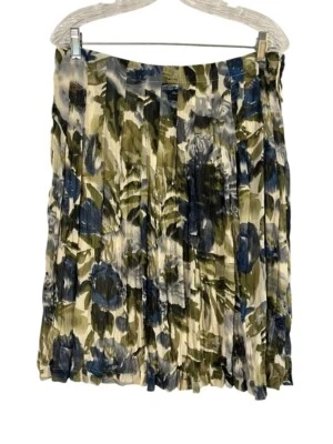 Falda Floral August Seda 14 Azul Gasa Arrugada Boho Oficina Chic Western Preppy  Foto 1 de 4