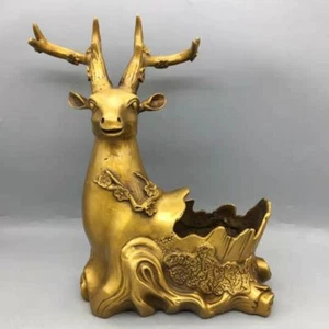 Chinese Brass Handmade Exquisite Deer Brush Washer 2495 - Picture 1 of 9