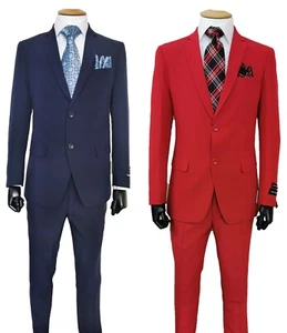 Herren Zwei Knopf Slim Fit Anzug Flache Vorderseite Hose Design von Fortino Landi 702Ps - Bild 1 von 7