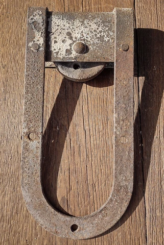 Antique Horseshoe Barn Door Roller Wrought Iron Cover