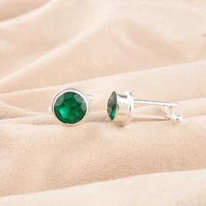 36.9 Cts Green Emerald Brothers Gift Wedding Cufflinks Jewelry Sterling Silver - Picture 1 of 2