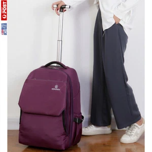 19 Inch Business Trolley Bag Wheeled Backpack Laptop Travel Backpack Waterproof - Picture 1 of 13