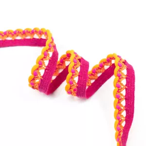 Cordón de cierre elástico 15 mm naranja / rosa - precio válido para 0,5 metros - Imagen 1 de 2