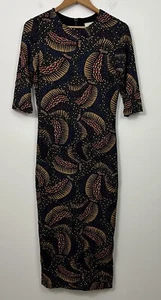 Neu mit Etikett Farm Rio Kleid Damen M Wild Bananas Jersey Midi halbarm tailliert schwarz - Bild 1 von 10