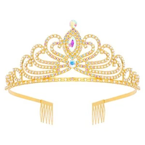 Gold Crown for Women Crystal Tiara for Girl Princess Crown Bridal Wedding Tia... - Picture 1 of 8
