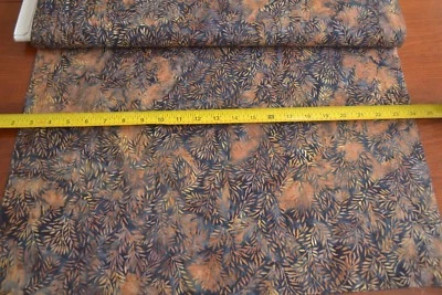 By 1/2 Yd, Brown Leaves on Black Batik, Indonesia, Hoffman, Hand-Painted, B516 - Image 1 of 4