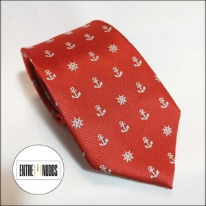 CORBATA FONDO ROJO Y ANCLAS EN BLANCO - Imagen 1 de 1