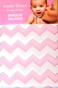 Tender Kisses Window Valance Golden Butterfly Zigzag Pink/White 15 x 54" - Picture 1 of 1