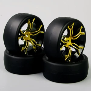 4X flach Drift Reifen &Rad Felge 12mm Sechskant für HSP RC 1:10 On-Road Car - Picture 1 of 6