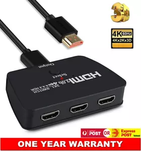 Adaptador de caja de conmutación HDMI 3 en 1 con cable 4K 60Hz UltraHD 3D HDCP 2.2 stock AU - Imagen 1 de 15