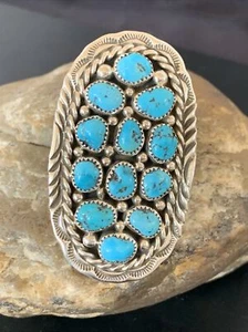 Anillo con racimo de plata esterlina navajo turquesa Kingman azul talla 6,5 11509 - Imagen 1 de 12