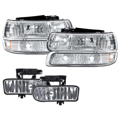 Fit For 99-06 Silverado Suburban Tahoe Headlights+Bumper Signal+Fog Lights - Image 1 of 4