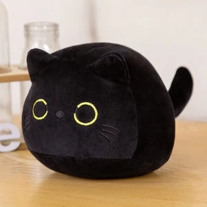 Soft Cozy Black Cat Plush Pillow Charming Perfect for Home Decor and Kids Gift - Picture 1 of 19