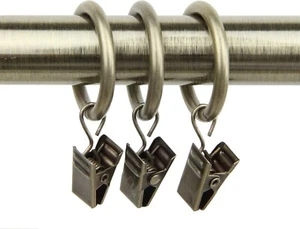Rod Desyne 10 Count 1-Inch Curtain Rings with Clip for Windows, Antique Brass - Bild 1 von 1