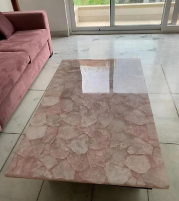 48" x 30" Rectangle Rose Quartz Slab Tabletop - quartz Crystal Decor - Image 1 of 4