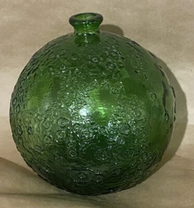 Antike mundgeblasene Glas große Flasche Vase mundgeblasen grün dicke Struktur Glas Unikat - Bild 1 von 9