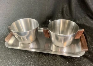 Danish Design 60er Jahre MCH Denmark Zucker Milchkännchen Tablett Edelstahl - Bild 1 von 11