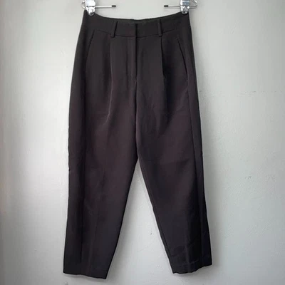 Express High Rise Size 4 Short Dress Pants Pleated Paperbag Barrel Ankle Trouser - Image 1 of 4