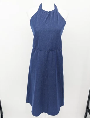 Платье Tucker женское очень маленькое синее с бретелью через шею с открытой спиной сделано в США джинсовый стиль - Изображение 1 из 4