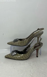 Sergio Zelcer Womens Green Leather Pointed Toe Buckle Slingback Heels Size 7 - Picture 1 of 8