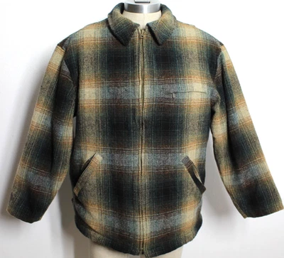 Vtg EDDIE BAUER Lined Mens Medium Plaid Wool Coat Jacket - Image 1 of 4