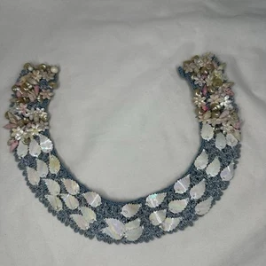 Cuello con cuentas vintage escote adorno apliques cuello náutico y floral - Imagen 1 de 10