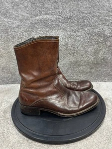 Vtg Cole Haan Boots Mens Size 10.5 Dark Brown Leather Mid Calf Side Zip Western - Picture 1 of 12