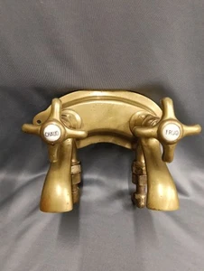 BRASS TAPS WALL MOUNTED BASIN MIXER TAPS FRENCH RECLAIMED & REFURBISHED - Picture 1 of 8