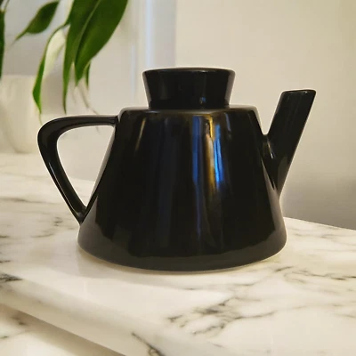 Vintage IKEA Black Varme Teapot 15199 Ceramic Modernist Swedish Design 1990s - Image 1 of 4