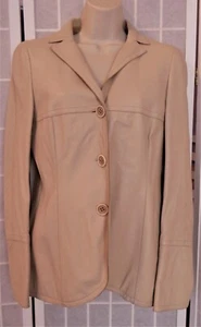 AKRIS DAMENJACKE WEICHES ECHTES LAMMLEDER ELFENBEIN GRÖSSE 10 GEBRAUCHT - Bild 1 von 7