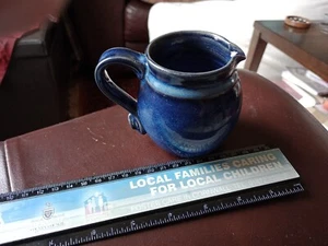 Studio Pottery Cobalt Blue Glaze Stoneware Jug. 225ml Cap. 8cm Tall, 6cm Rim Dia - Picture 1 of 7