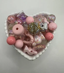 Pink Hello Kitty Mix Round Beads Variety Styles - Picture 1 of 4