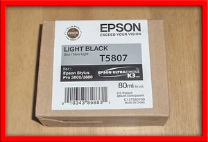 T5807 Genuine Epson Pro 3800 3880 Light Black K3 80ml Ink T580700 w/exp 11-2012 - Afbeelding 1 van 1