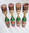 Lot of 4 Antique Wooden Skittles Bowling Game Pins Soldiers Men Figures Wood Toy
