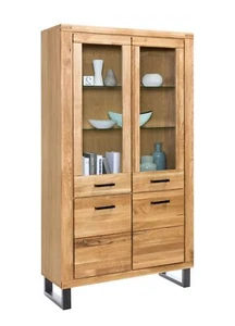 Vitrine Glastür Wildeiche teilmassiv Natur geölt  - Bild 1 von 2