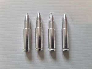 LONG ALUMINIUM BULLET VALVE CAPS STEEL x 4 CHEV FORD HOLDEN HOTROD RATROD - Imagen 1 de 2