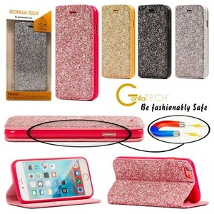 New iPhone Wallet Glitter Case Hen Party Fancy Cover with Gorilla Tempered Glass - Picture 1 of 70