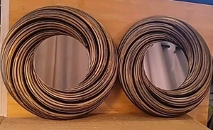 Juego de espejos de pared retro vintage retro dorado remolino huracán ligero 10,5" de 2 - Imagen 1 de 8