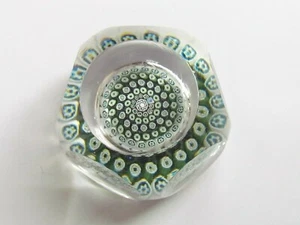 WHITEFRIARS LENS CUT MILLEFIORI & MONKS CANE PAPERWEIGHT DATED 1974 (7281) - Picture 1 of 7
