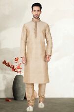 Kurta Indian Silk Men's Wear Cream Shirt Men Pajama Dress Clothing Traditional