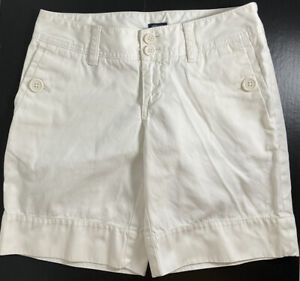 Gap Flat Front White 100% Cotton Shorts Zipper Buttons Pockets Junior's Size 1 
