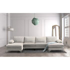 Relax Lounge Convertible Sectional Sofa Light Grey Fabric