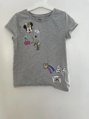 Disney Kids Girls Rainbow Minnie Mouse 100% Cotton Short Sleeve Shirt Gray L 10 - Image 1 of 4