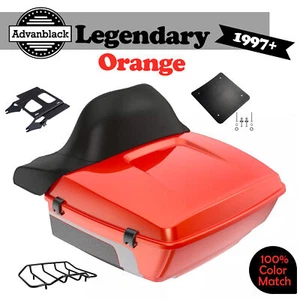 Legendary Orange King Tour Pack Black Hinges Latch Fits 97+ Harley - Foto 1 di 19