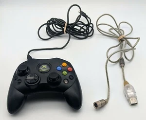 Original Xbox Controller Type S Black w/ 7’ Extension Cable Microsoft OEM TESTED - Picture 1 of 2
